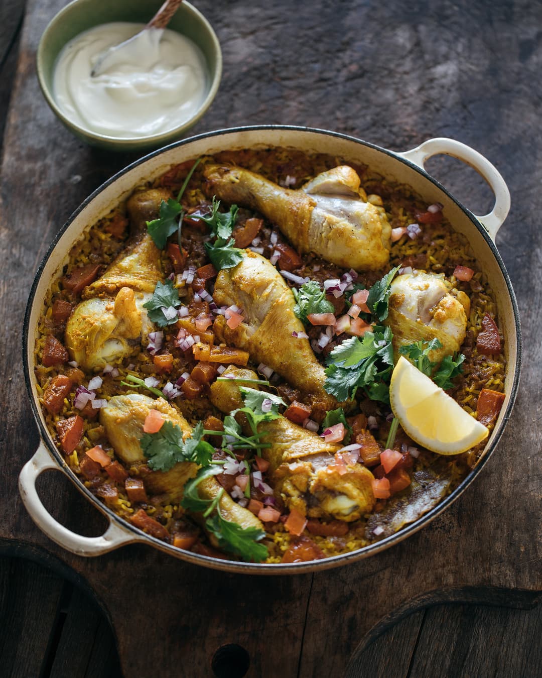 Turmeric chicken drumstick pulao