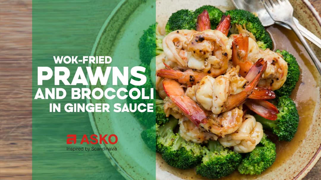 Wok-fried Prawns and Broccoli in Ginger Sauce